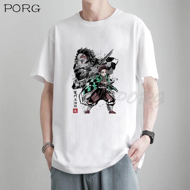 Camisetas de anime grandes dimensões masculina e feminina Kamado Nezuko,  gráfico de manga curta, camiseta de algodão, roupas para casal, verão -  AliExpress