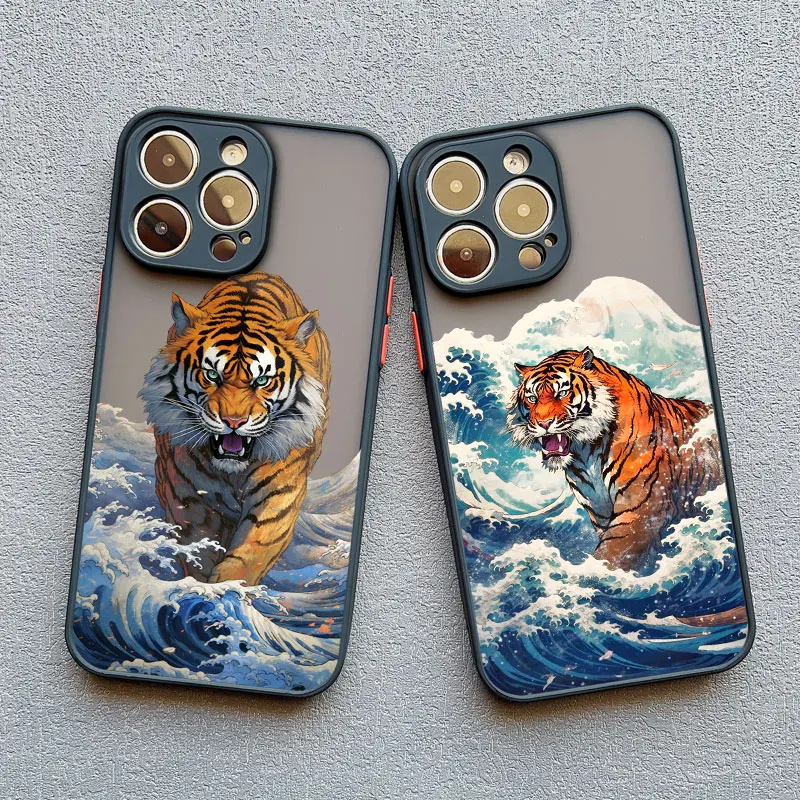 Elegant Japanese Ukiyo-e Art Tiger Shockproof Phone Case