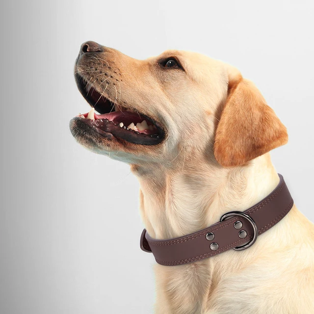 Soft Durable Real Leather Dog Collar Genuine Leather Pet Collars for Small Medium Large Dogs German shepherd Brown Black 3