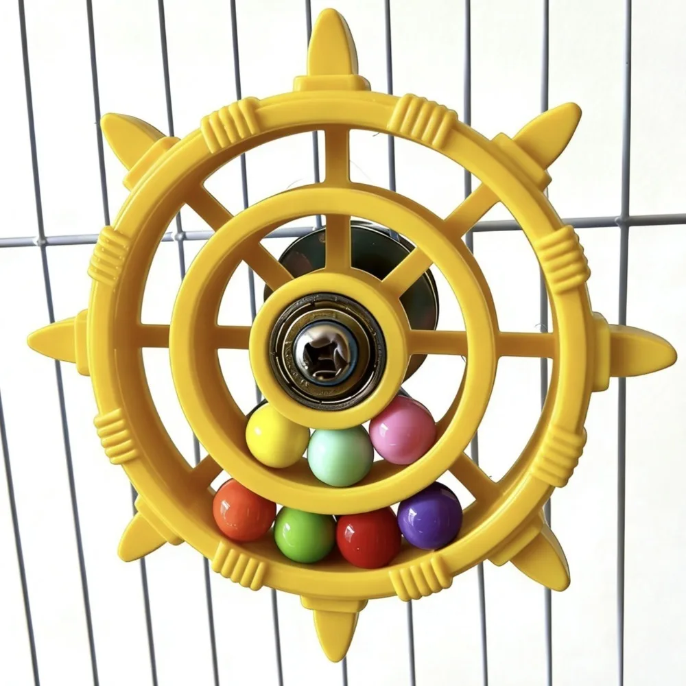 Parrot Spinner Rattle: Bite-Resistant Colorful Bead Bird Cage Toy