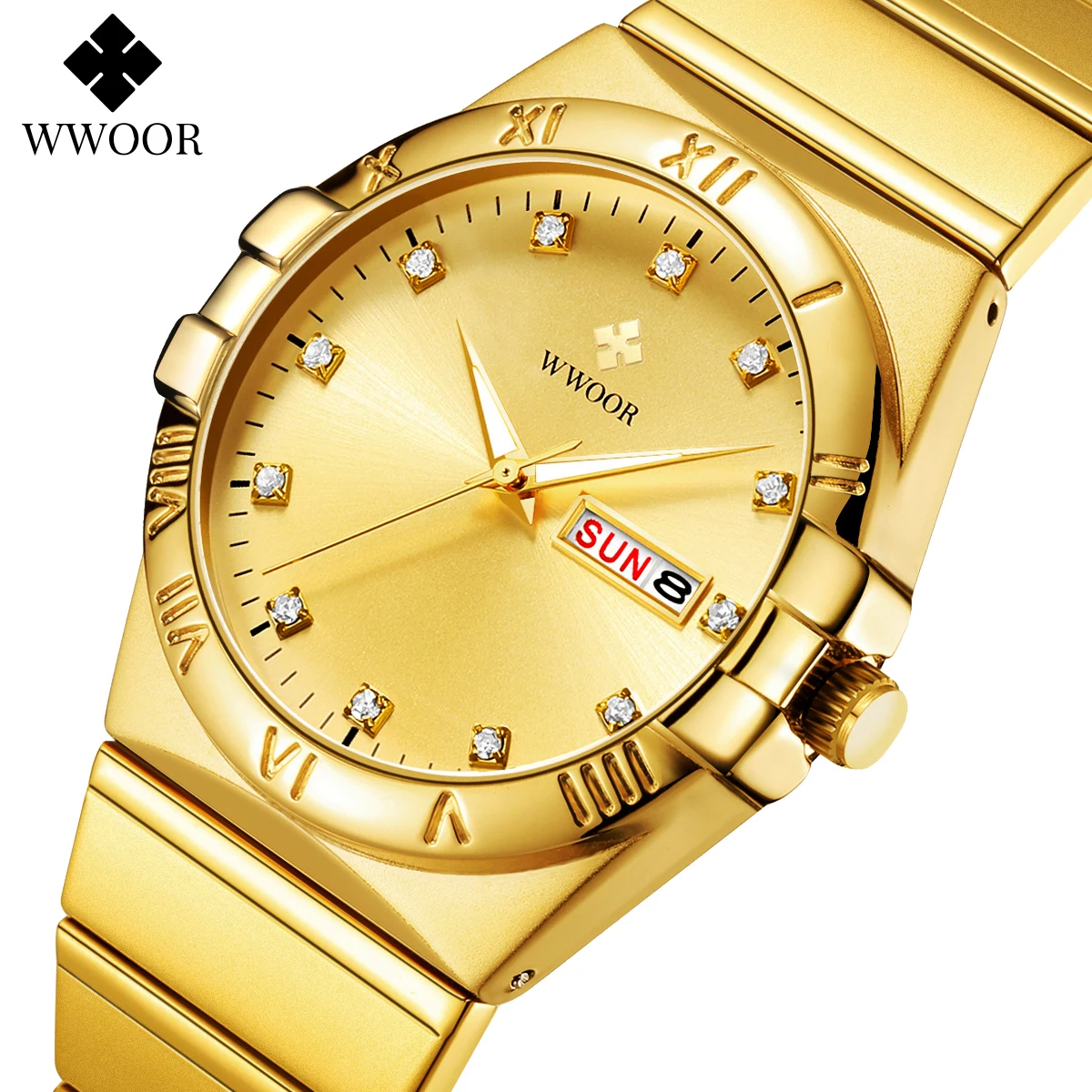 Wwoor New Fashion Luxury Gold Watch For Men Sport Automatic Quartz