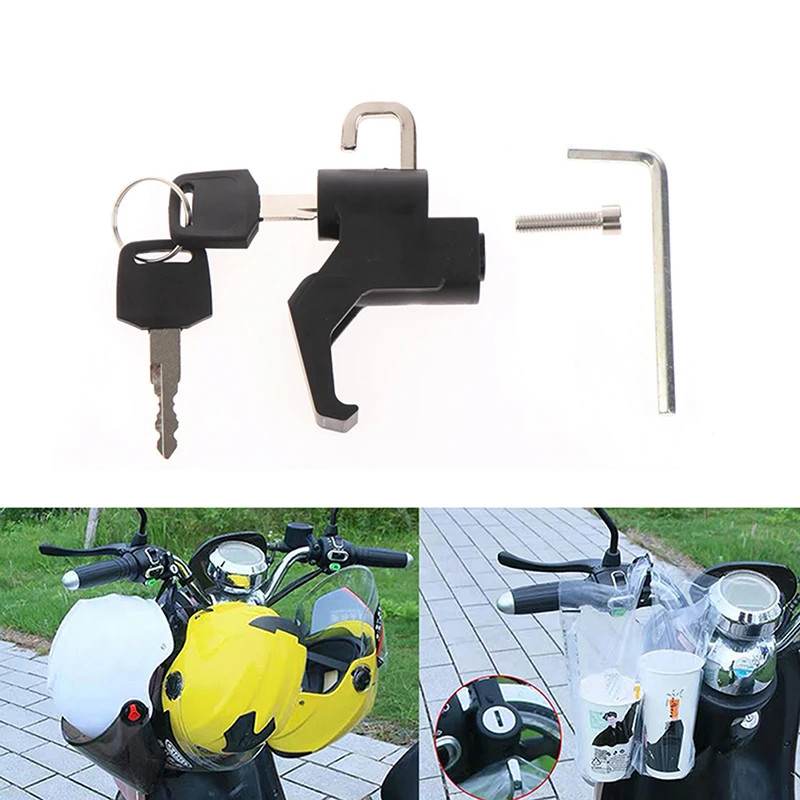 

1set Motorcycle Universal Black Helmet Lock Handlebar 22-26mm Anti-theft Security Motorbike