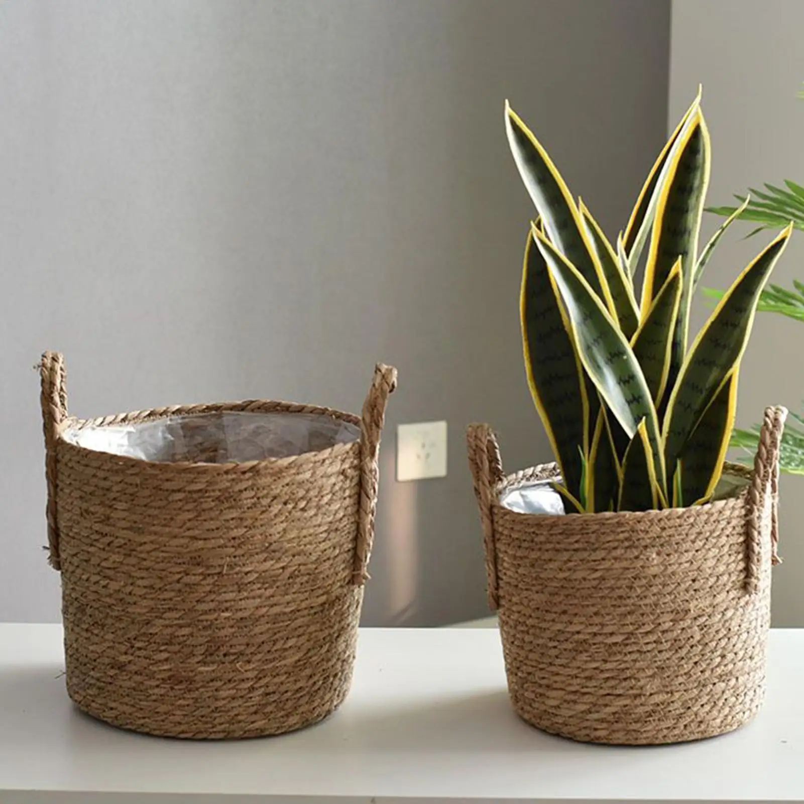 Planter Basket Straw Flowerpot  Wicker Planter Basket Flower Pot Rattan Straw Flower Basket For Home Garden  Yard Decoration - 6