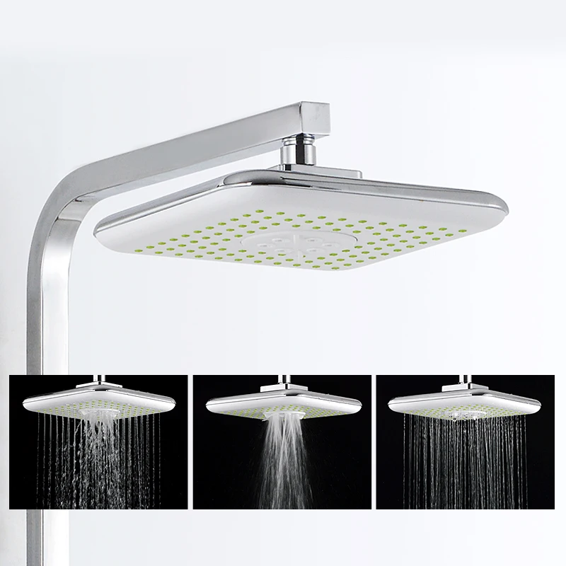 Modern Square 8" Rain Head Top Over-head Sprayer Dual Function Abs Electroplate Higpower Head Set