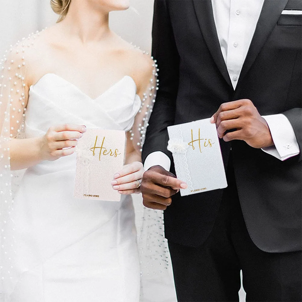 1 Pair Wedding Vow Card Bride & Groom Engagement Wedding Gifts Anniversary Memory Vow Books Keepsake Ceremony Party Decoration