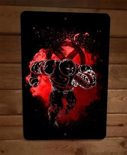 

Металлический настенный плакат Juggernaut в красном облаке 8x12, мужской злодей