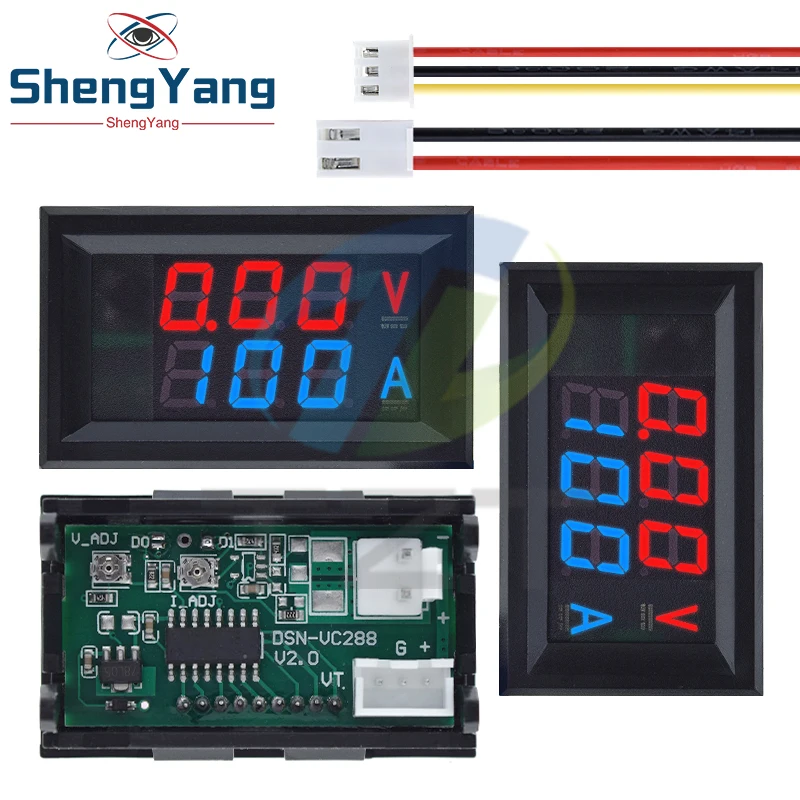 1/2/5 stücke DC 6-120 V 50A 100A Digitale Strom Spannung Tester Modul TZT Blau + ROT Dual LED Display Panel Mit Shunt
