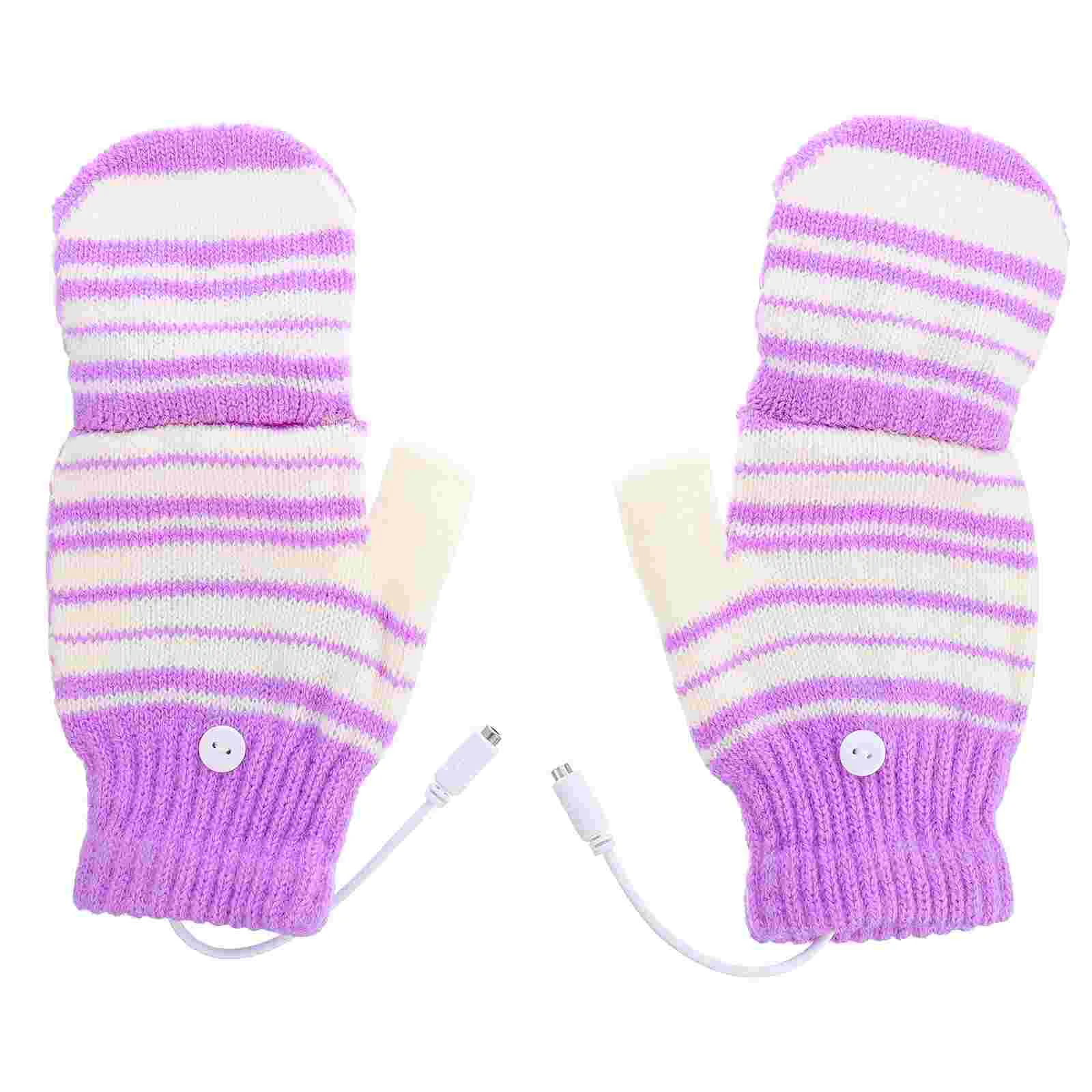 

USB Heated Gloves Half or Full Finger Laptop Unisex Women Mitten Electric Winter Hands Warmer Knit