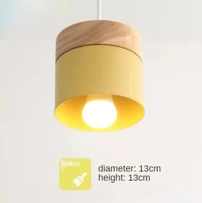Pendant Light Nordic Led Minimalist Wooden Iron Hanging Lighting pendant lights pendant lamp Bedside Creative Restaurant Study Bar Macarons E27 Gray Lamps