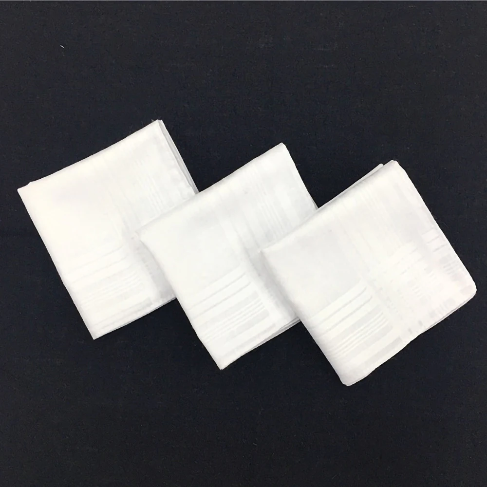 

Napkins 12Pcs 40x40cm Square Wedding Napkins Cotton Handkerchiefs Pure White Classic Hankies Jacquard Pocket Towel DIY Painting