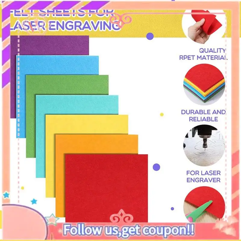 18 Pieces Of Laser Engraved Material Laser Engraved Felt Sheets Various Colors 5.9 Inches