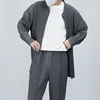 Pleats Original Pleated Jacket Men's Casual 2024 Spring And Fall Jacket Long-sleeved Stand-up Collar Pleated Tops Men's Clothing 2