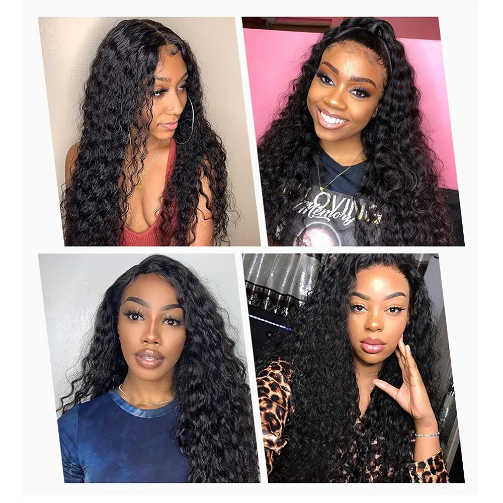 Fechamento do Laço Perucas de Fechamento para as Mulheres Arrancadas Peruca Onda Profunda 4x4 Malásia Remy Cabelo Cor Natural Pré hd 4 Weddings & Events