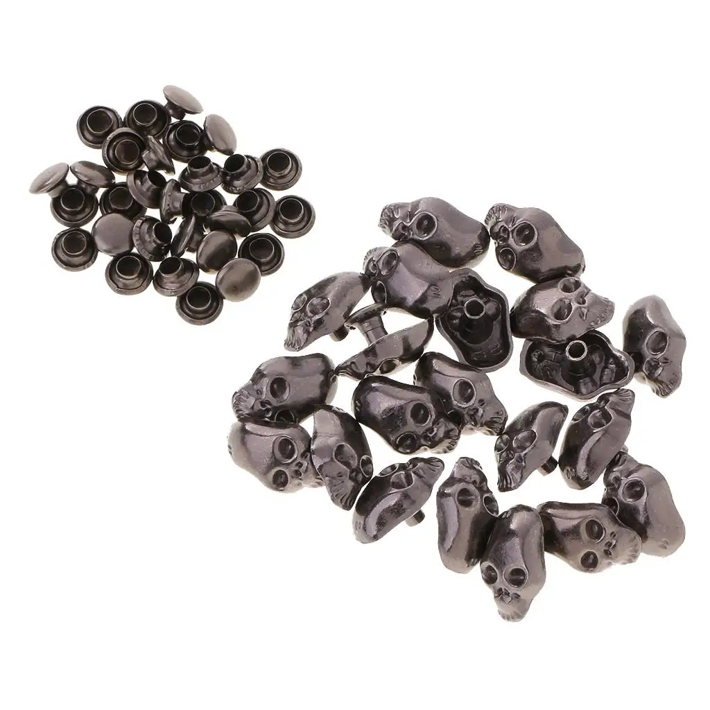 20 Sets Punk Rivets Studs Buttons for Sewing Crafts Leathercraft DIY-Gray, 5x7mm