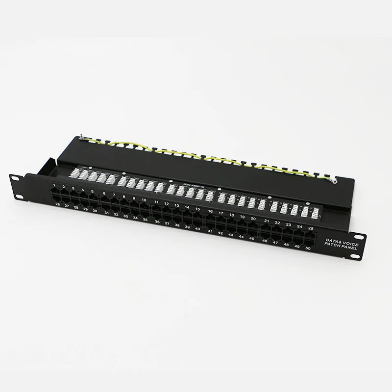 UTP Cat 3 전화 패치 패널 랙 장착, 음성 관리 패널, 뒷면 트레이 포함, 19 인치, 25 포트