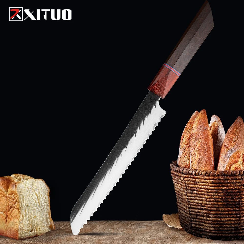 Xituo Bread Knives 3layer Composite Steel Serrated Knife Slicing Knife