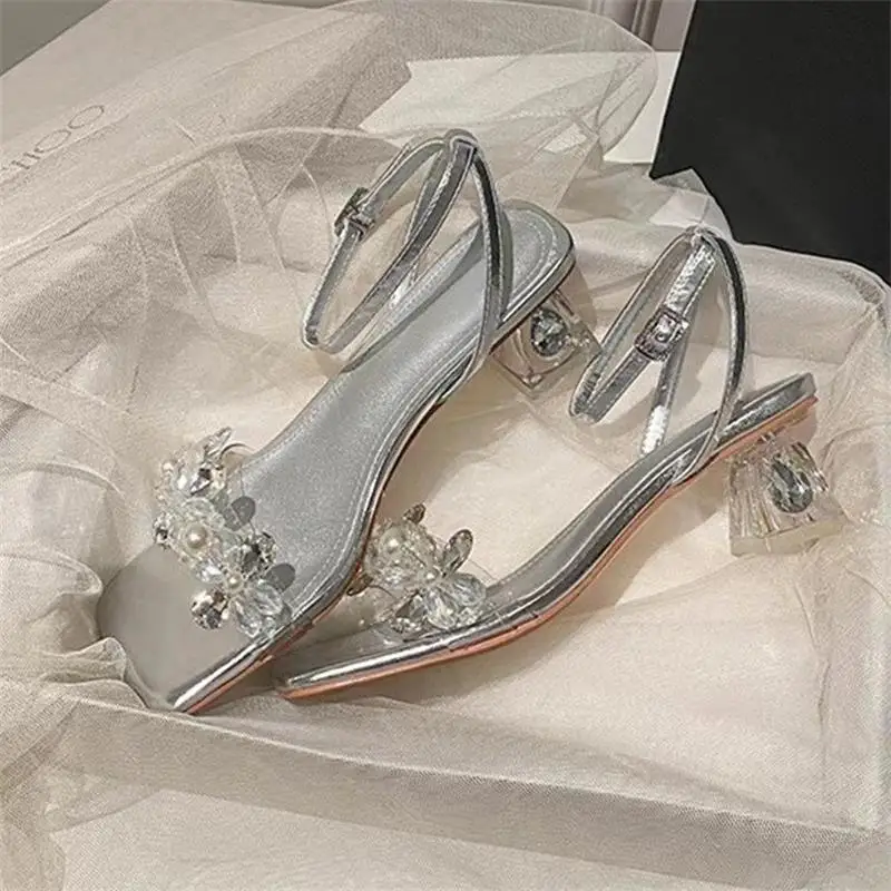 

2023 New Women Sandals Ankle Strap Platforms Shoes Woman Thick High Heels Summer Office Lady Party Pumps Crystal Ladies Shoes