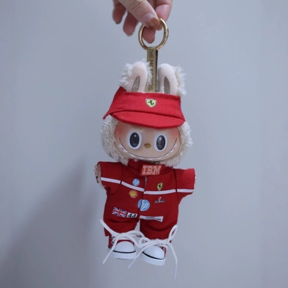 For 17cm Labubu Clothing Set Red Racing Suit Designer High-end V1 V2 V3 Labubu Clothes Outfit Doll Accessories Shoes DIY Toys 6