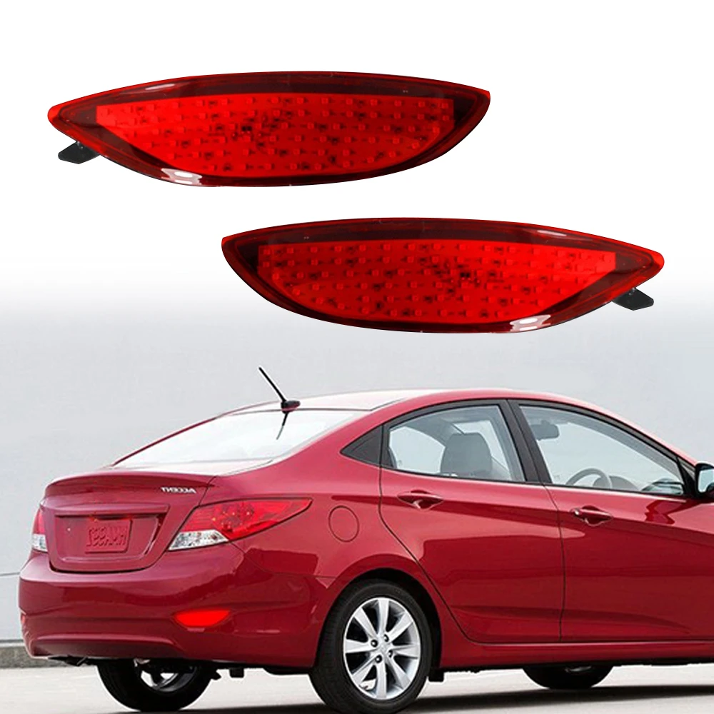 

OKEEN 2Pcs Rear Bumper Reflectors Lights For Hyundai Accent / 2008-2015 Hyundai Verna Led Driving Brake Warning Tail Lamp