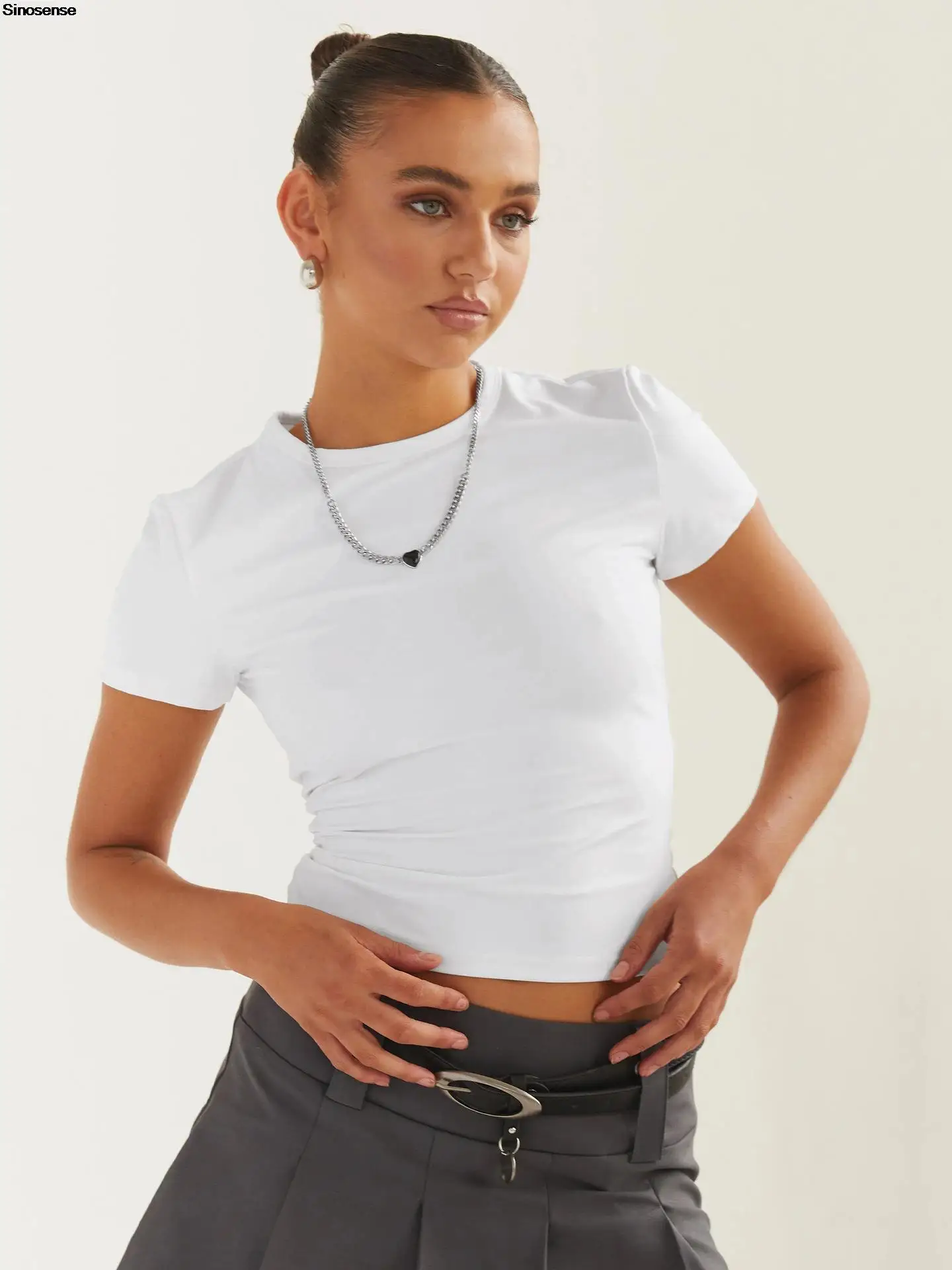Women Summer Skims T Shirts Short Sleeve O Neck Skinny Tees Tops Bodycon  Slim Streetwear Y2K Clothes All-Match Basic Crop Tops