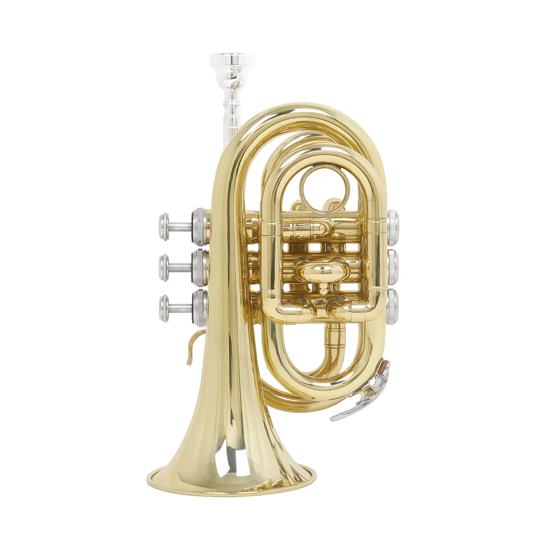 SHUFFLE Mini Pocket Trumpet Bb Tune Brass Body Cornet Brass Instruments with Case Strap Glove Wipe Cloth Mouthpiece Brush Rope
