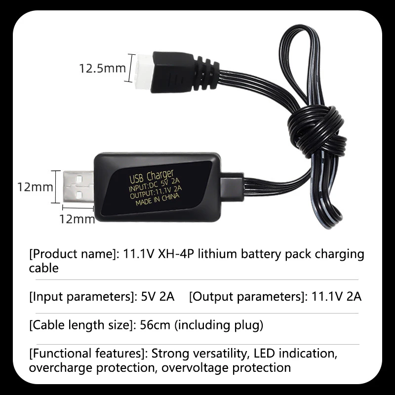 Chargeur Li-ion 11.1V 3S 12.6V 1A USB Multiport - Protection Surcharge