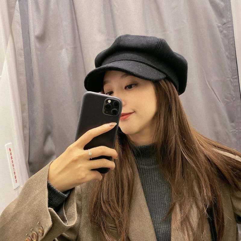 여성용 단색 모자, 벨 덕빌 모자, 캐쥬얼 및 다목적 영국 모자