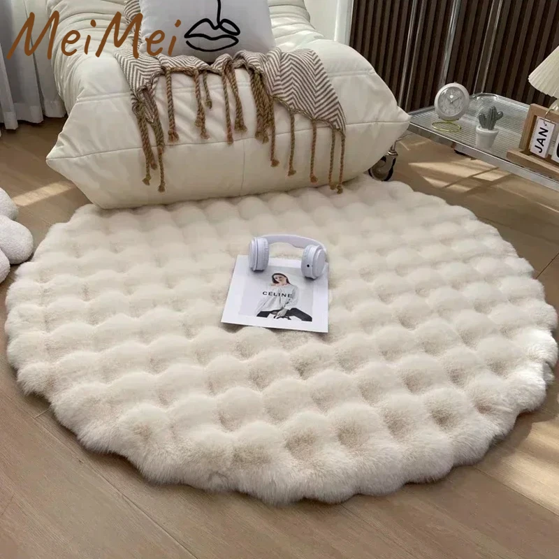 

Nordic Round Carpets for Living Room Plush Floor Mat Soft Area Rugs Bedroom Bedside Fluffy Mat Non Slip Shaggy Rug Room Decor