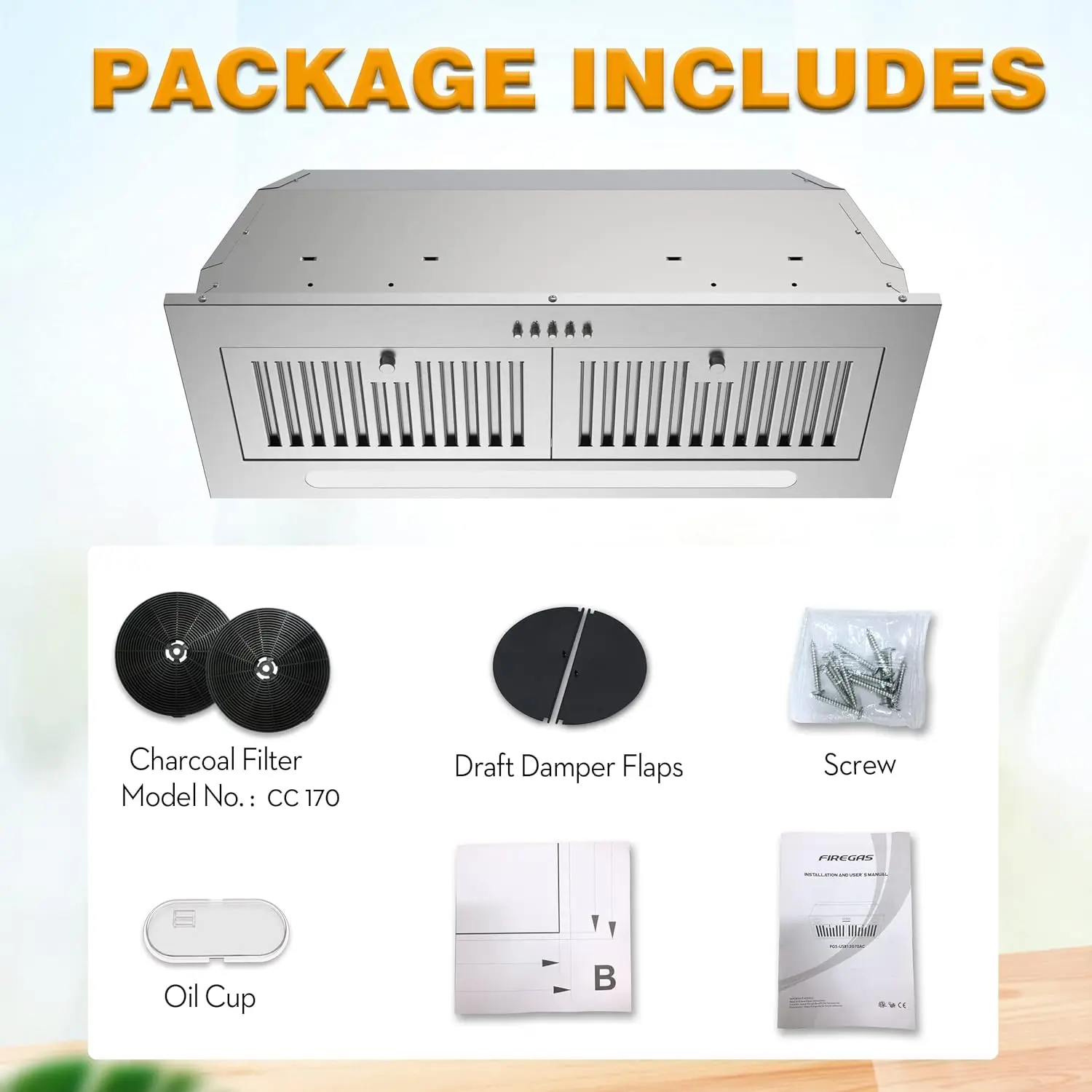 Range Hood Insert 30 inch 600 CFM, Ducted/Ductless Convertible Kitchen Stove Hood with LED Light, 6