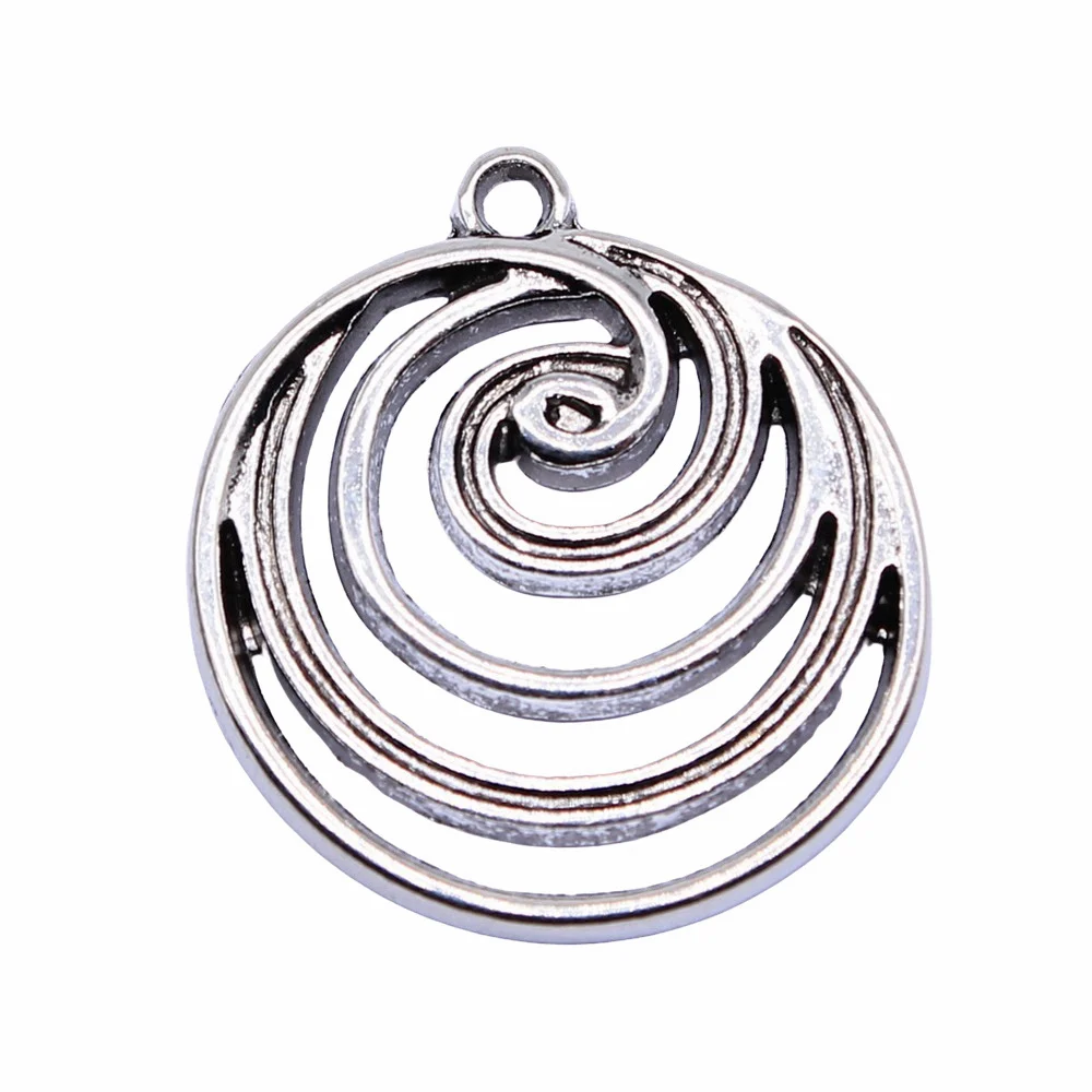 

10pcs/lot 23x22mm Whirlpool Charms For Jewelry Making Antique Silver Color 0.91x0.87inch