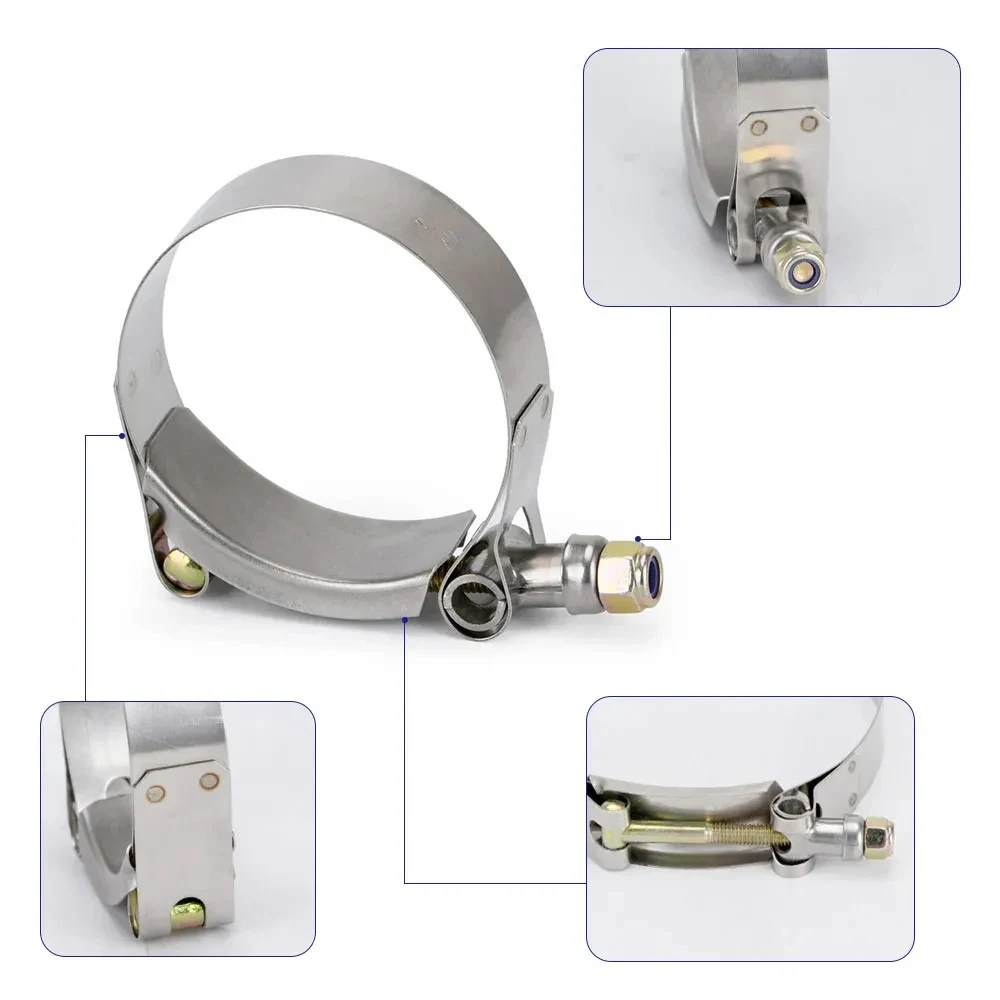 2/2.25/ 2.5/ 2.75/ 3/ 3.25/ 3.5/4" T-Bolt Exhaust 304 Clamp Intake Turbo Exhaust Intercooler Silicone Coupler Steel Hose Clamps silicone coupler hose clamps