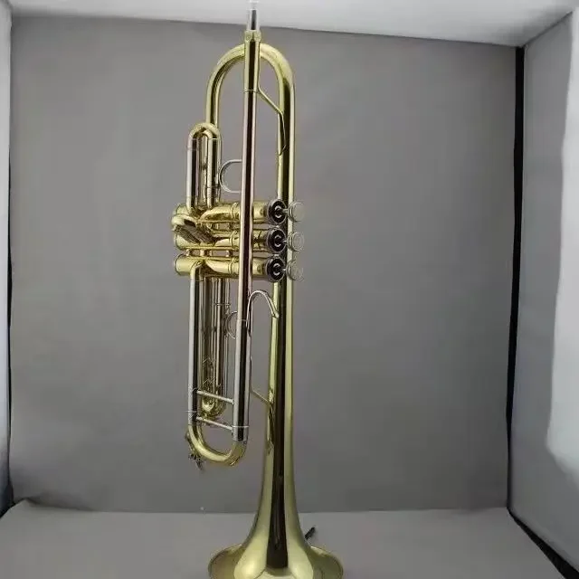 Trompeta stradivari instrumento de LT197GS Bb m&uacute;sica profesional chapado en oro nuevo