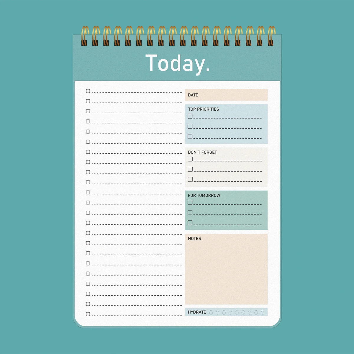 Daily Productivity Planner - 104 Page Undated Task Notepad, 6.5 x 9.8