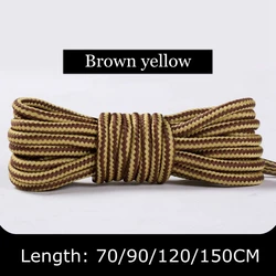 Stylish Double-Color Striped Round Shoelaces for Outdoor and Leisure Activities - Available in 18 Colors (Brown yellow)