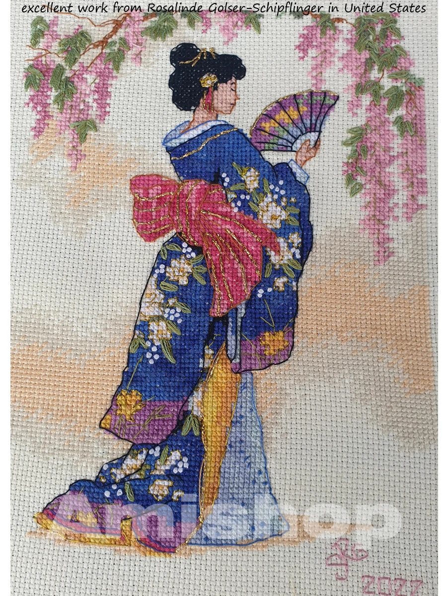 Amishop-Counted Cross Stitch Kit for Women, Chic Geisha