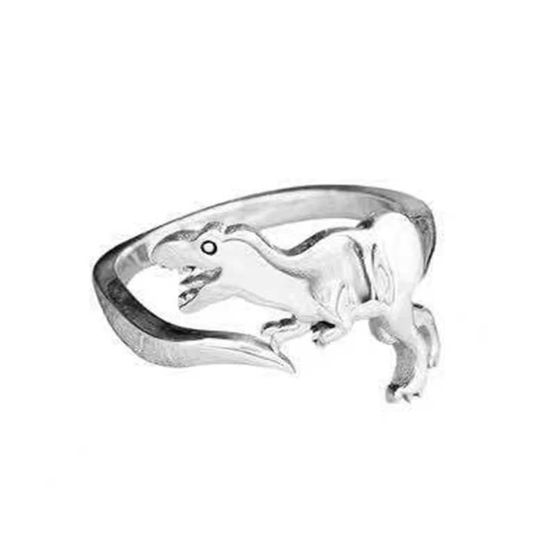 Dinosaur Rings Cute Silver Color Opening Adjustable Rings Best Love Gift Design Animal Shape Ring For Women Men Punk Style 5