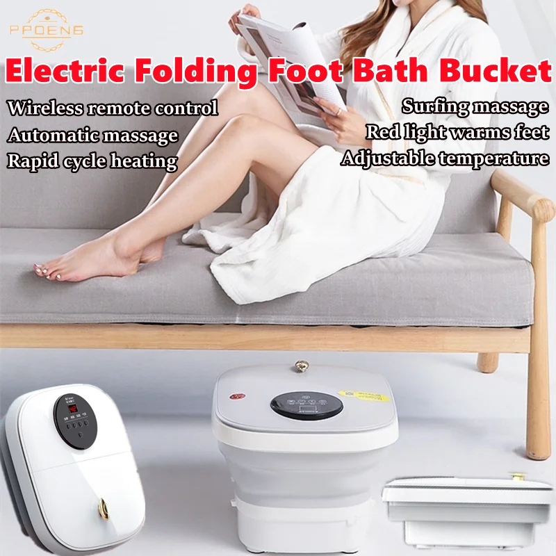 

Foldable Foot Bath Massager Smart With Bubble Infrared Heating Foot Soak Full Automatic Adjust Temperature Roller Foot Massage