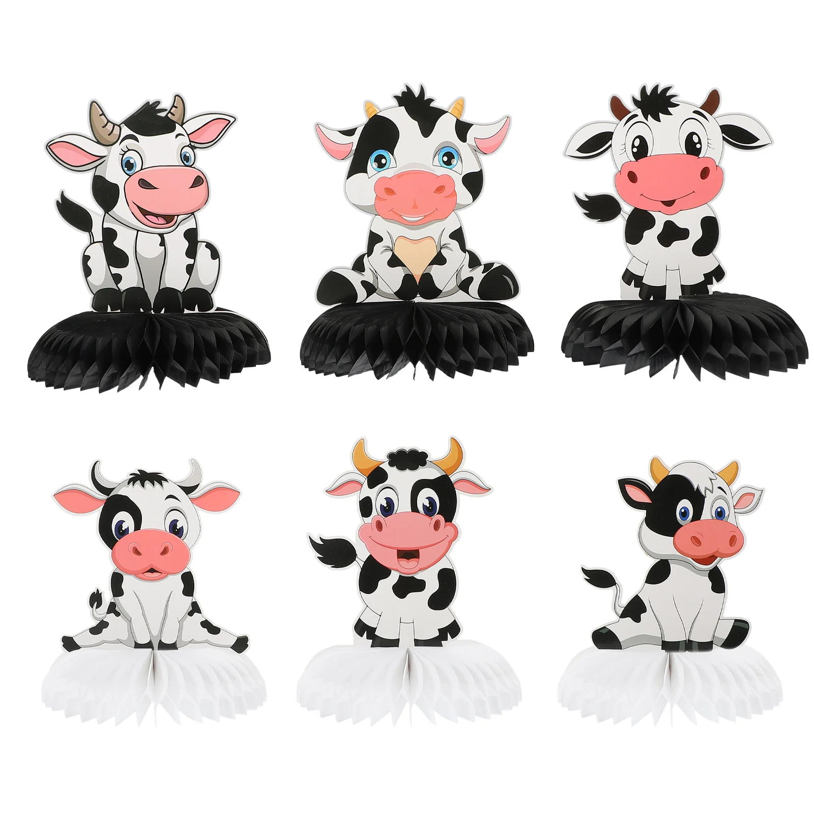 

6 Pcs Honeycomb Cow Ornament Cowgirl Birthday Party Decorations Adorn Sunflower