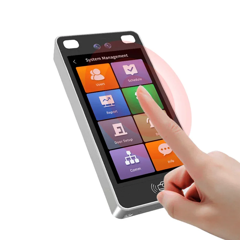 Metal TCP/IP Biometric Face Recognition Access Control Keypad Fingerprint Time Attendance Machine 5 Inch Full View HD Screen