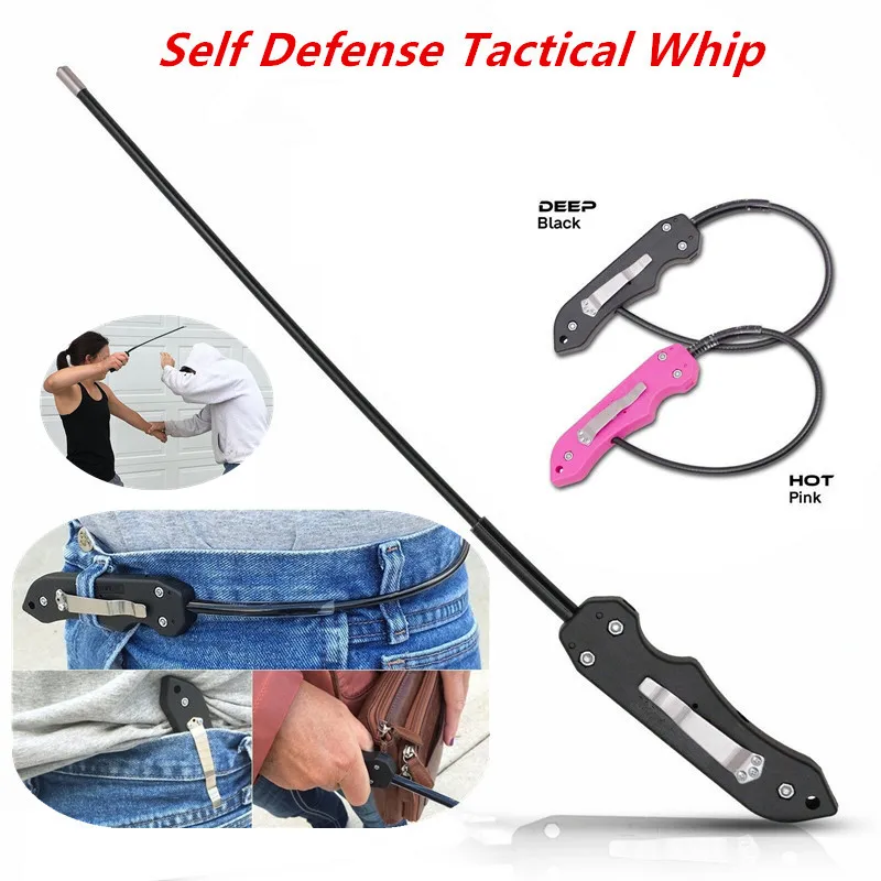 

Portable Wire Self defense Whip Defense Staff Portable Martial Arts Kudo Whip for Combat Quick Strike Personal Safety Tool