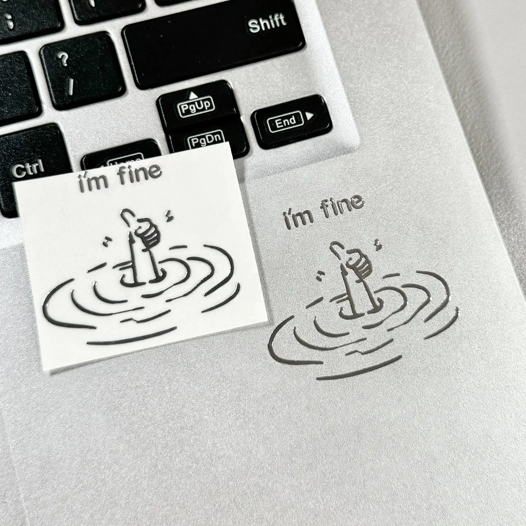 Humorous I'M Fine High-Gloss Stickers - Personalized Sarcastic Decals for Laptops and DIY Tech Accessories