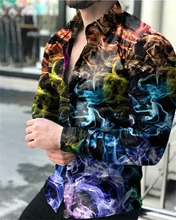 

2022 Men's Autumn Shirts Fashion Casual Trend Street Print Long Sleeve Top Spring Autumn Fashion Shirts Toned Down Gradient Shir