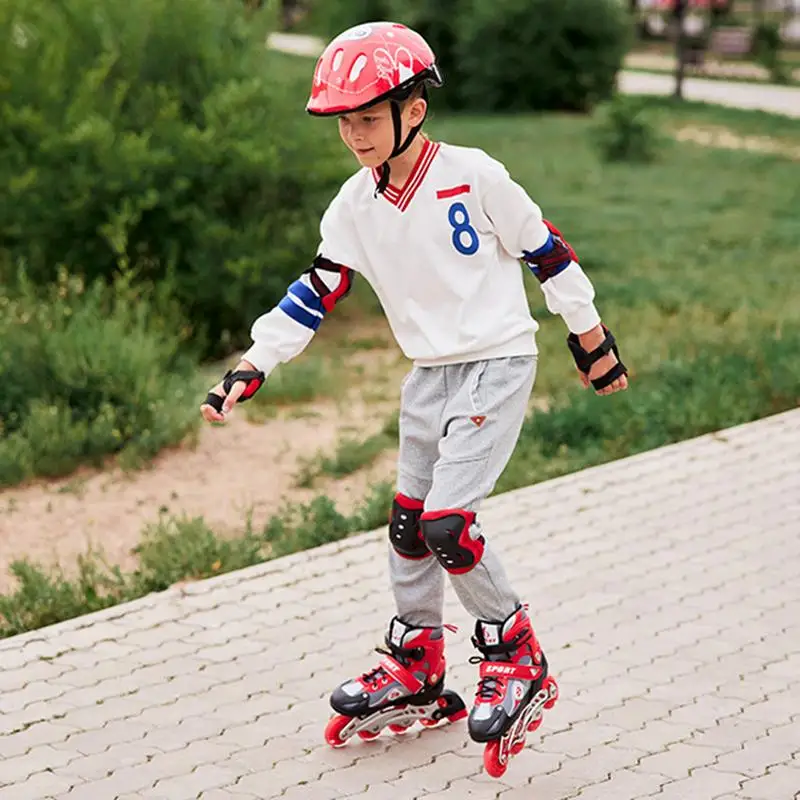 Children Roller Skates Shoes Skating Shoes Kids Single Row Children's Roller Skates Boy's Girl's Size Adjustable 4 Wheels Flash for Roller Skating Shoes Set