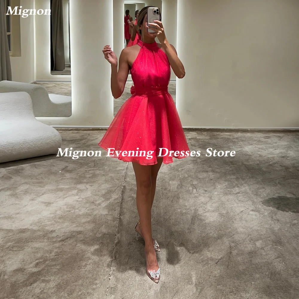 

Mignon Tulle Scoop Neckline A-line Short Prom Gown Ruffle Knee-length Formal Elegant Evening Party Dress for Women 2023