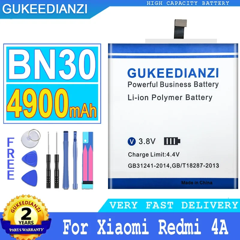 

Аккумулятор GUKEEDIANZI BN30 для Xiaomi Redmi 4A, аккумулятор большой мощности, 4900 мАч