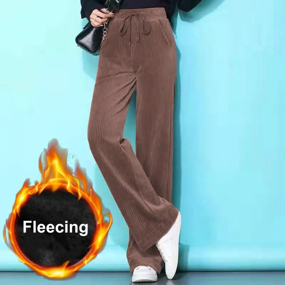 

Commuting Wide-leg Pants Women Pants Cozy Plush Women's Drawstring Sweatpants with High Waist Wide Leg for Warmth Comfort