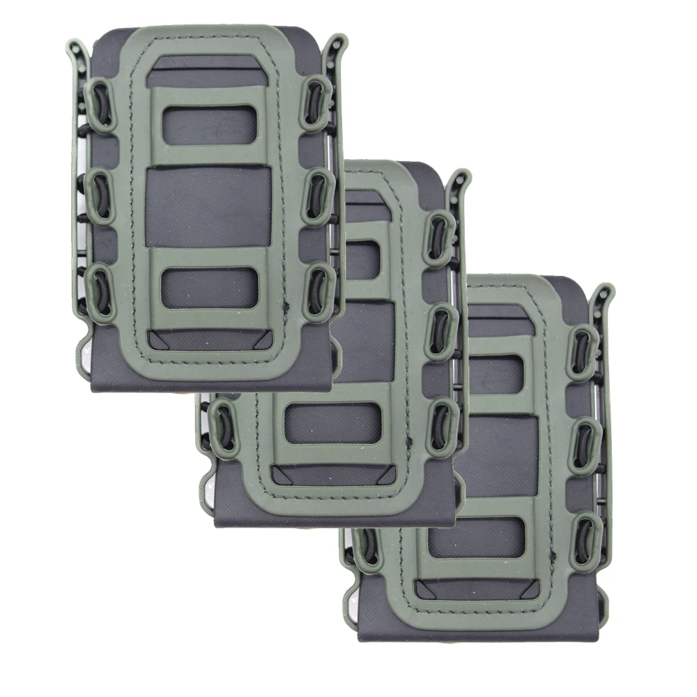 3 Fundas Tácticas MOLLE Para Cargadores AR15 M4 - ACEXIER Portacargadores Flexibles 5.56/7.62mm
