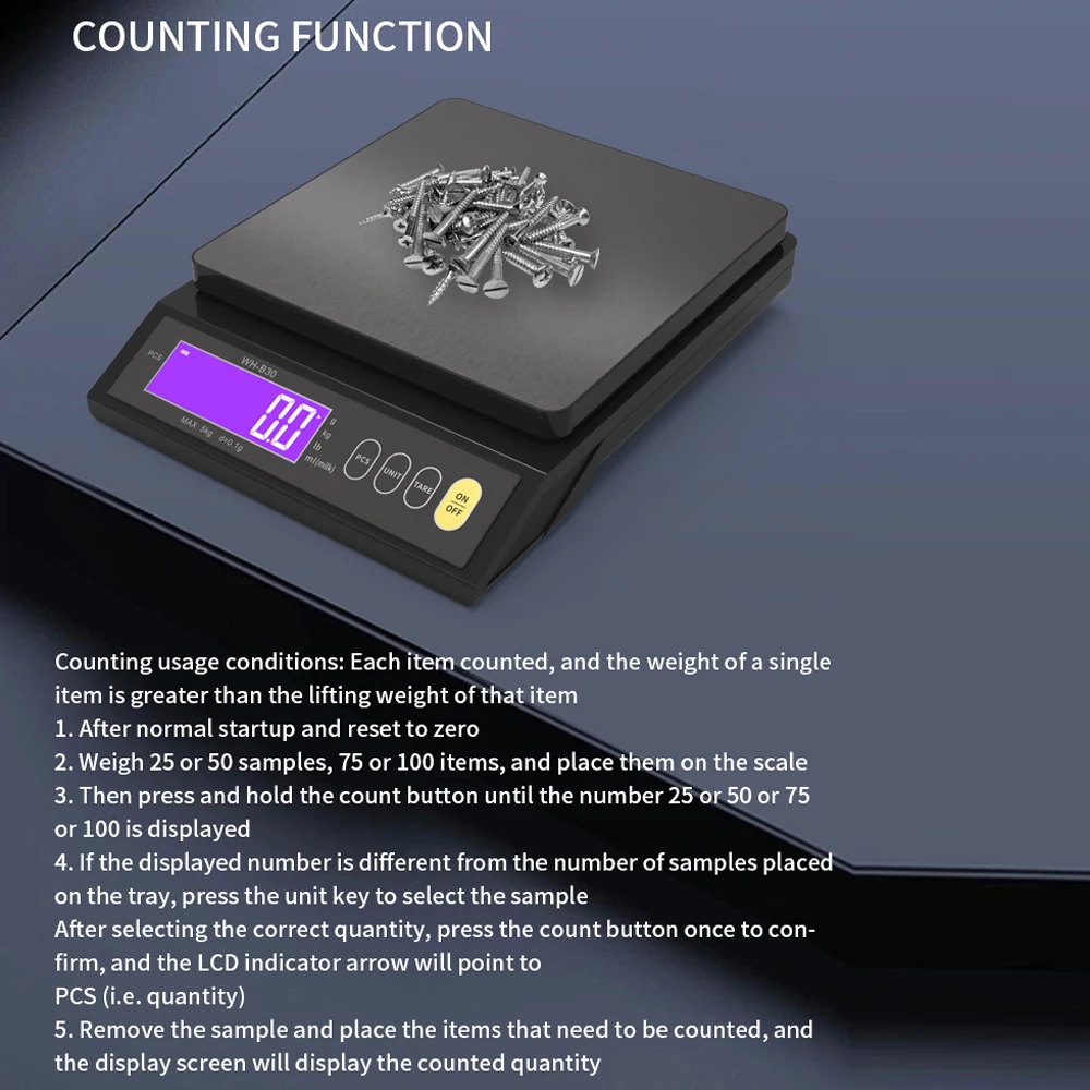 Baking Electric Scale Rechargeable Waterproof High Accurate Kitchen Scale Counting Tare Zeroing Auto Power Off Unit Conversion