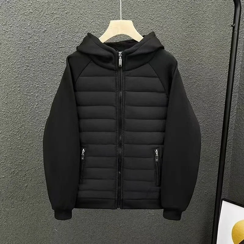 Cotton Jacket Hooded Solid Color Cotton Coat Jacket Grey Black Off-White Loose Fit Versatile Casual Unique Couple Style Jacket For Men