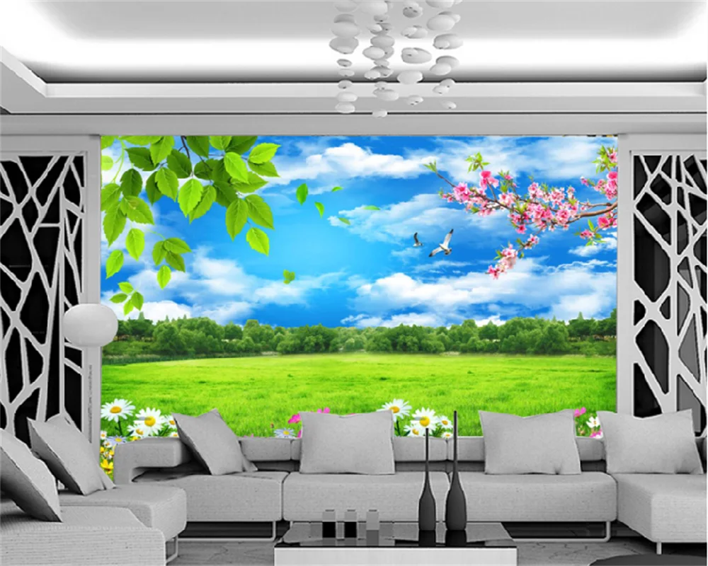 Carta Da Parati Personalizzata Cielo Blu E Nuvole Bianche Scenario Soggiorno Tv Sfondo Parete Pittura Decorativa Foto Murale Papier Peint